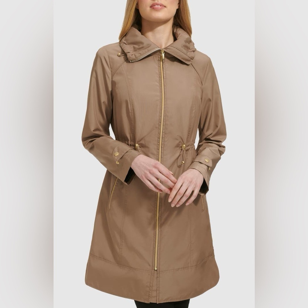 🔴Flaw | $300 Cole Haan Signature Travel Packable Hooded Rain Jacket Sz Small